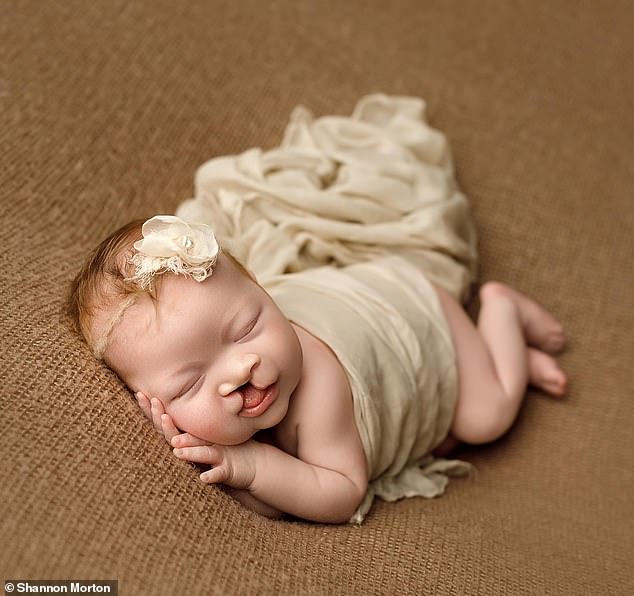 Nine-week-old Sutton Gardner's portraits went viral after photographer Shannon Morton shared the heartwarming shots on her business's Facebook page last month